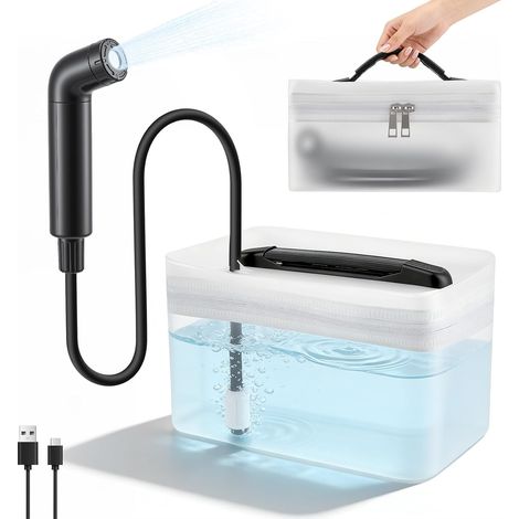Bidet électrique de voyage, bidet portable pour toilettes, pommeau de douche musulman avec réservoir d'eau de 2,3 litres pour femmes, hommes et enfants, pour la salle de bain, les activités de plein a