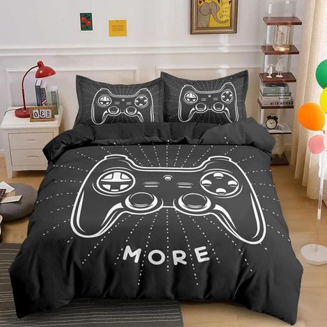 Gamer Bettwäsche Set 200x200cm mit 2 Kissenbezügen 80x80cm, Mikrofaser