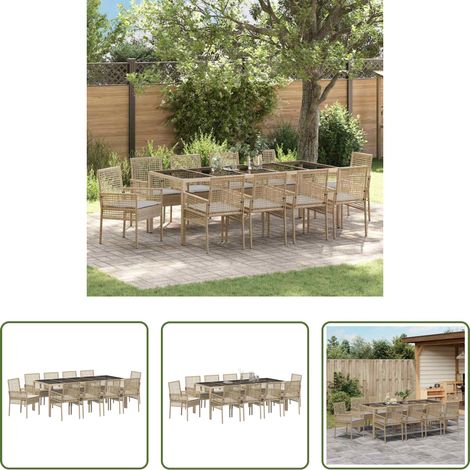 Garten Tisch - Garten Essgruppe 11 pcs Beige Poly-Rattan (1/5)