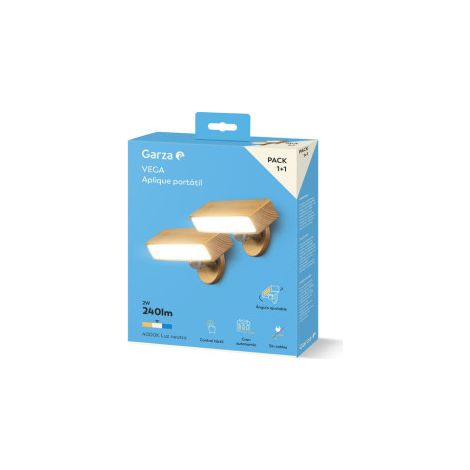 PACK 2 APLIQUES LED PORTÁTIL MESILLA VEGA BLANCO 1+1 GARZA 401559C