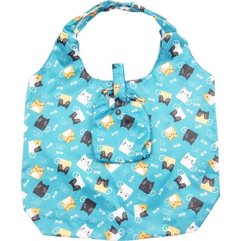 Sac de courses à motif chaton, comprenant une petite pochette de rangement.