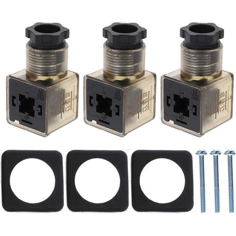Connecteurs pour électrovanne - Connecteur professionnel à 3 broches avec indicateur pour usage industriel (lot de 3) (1/5)