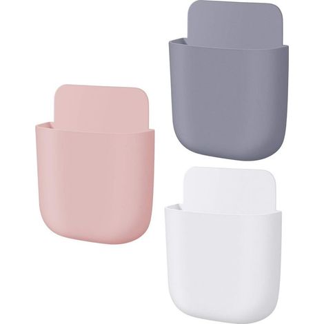 Organisateur de télécommandes en 3 pièces, boîte de rangement autocollante pour télécommandes, boîte de rangement murale pour télécommandes, mini boîte de rangement pour la maison et le bureau (1/5)