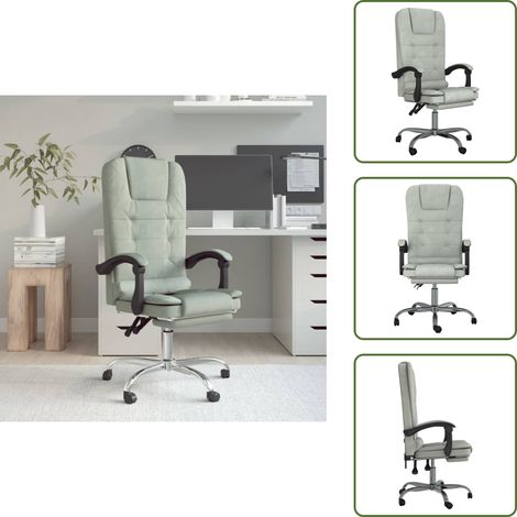 The Living Store Sedia da Ufficio Massaggio Reclinabile Grigio chiaro in Velluto - Massaggio