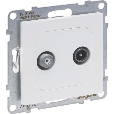 LEGRAND, SEANO PRISE UNIQUE TV-SAT, 2 FILS, CÂBLAGE ÉTOILE HD-TV, ATTÉNUATION DE RACCORDEMENT : 1,5 DB, COULEUR : ULTRA BLANC, 7