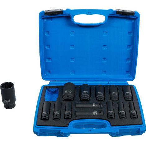 BGS Juego de vasos de impacto Gear Lock, accionamiento cuadrado interior 12,5 mm (1/2"), SW 10 - 32 mm, 14 piezas - 5209 (1/5)