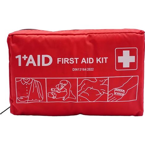 Borsa medica di Pronto Soccorso Rossa in nylon antistrappo 21,5x15x8,5 cm - Conforme DIN 13164 (1/5)