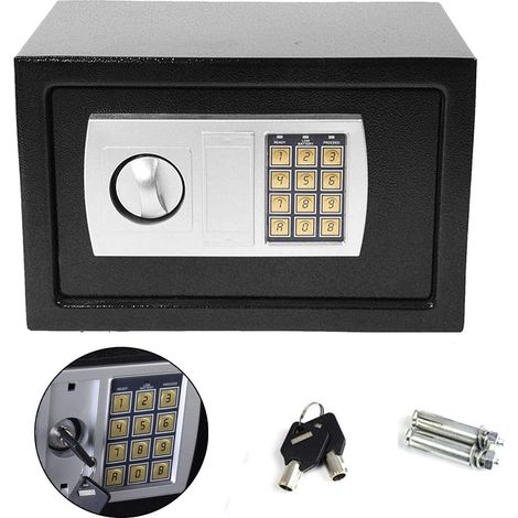 Electronic Safe 8.5L Cash Digital Safe Lock Box Steel Security Construction with 2 Keys For Office or Home Wall or Floor Mounted 20x31x20CM, Black (1/5)