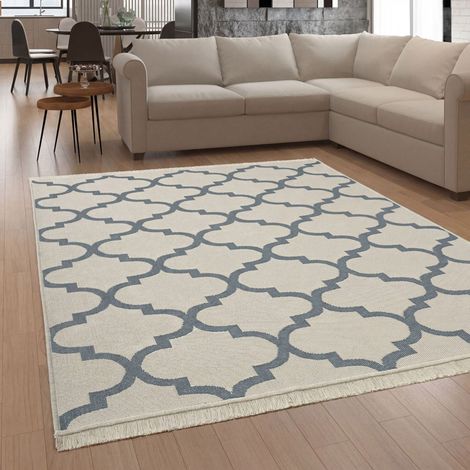 Paco Home Teppich Wohnzimmer Boho Waschbar Bis 30 Grad Skandinavisch Mit Fransen Wendbar 120x160 cm, Grau 3