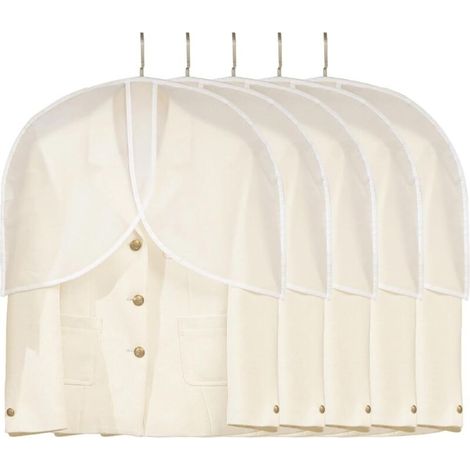 Lot de 5 sacs à vêtements anti-poussière transparents pour accrocher des vêtements dans les placards, le rangement, les jakets, les robes, les housses de vêtements en PEVA