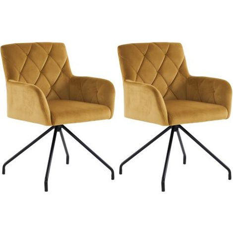 royaluxe -Ensemble de 2 chaises de salle à manger à motif losange, fauteuil rembourré avec 4 pieds en métal, chaise longue moderne, chaise pour salon, chambre à coucher, bureau et bureau, en éponge et (1/5)