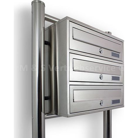 3er Postfach - Edelstahl Briefkastenanlage 3 Standbriefkasten System Postkasten (1/5)