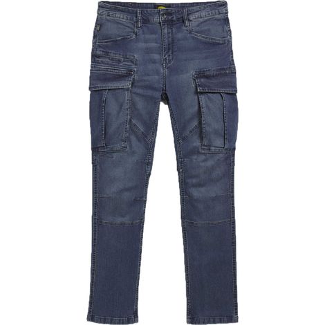 Diadora – Jean de travail stretch denim cargo léger – Confort optimal – 79 % coton – Taille XL (FR 46/48) – Couleur bleu/vert