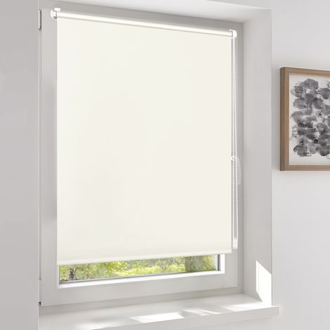 Sekey Verdunklungsrollo ohne Bohren Klemmfix Doppelseitig gleichfarbig Freihängendes Seitenzugrollo effektiver Sonnenschutz und Sichtschutz Rollo Verdunkelung, Creme 60 x 130 cm