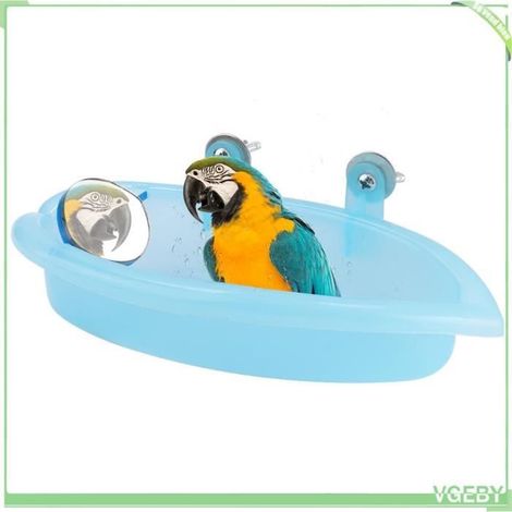 Accessoire Cage Oiseaux - V GEBY - Bain Oiseau Mini - Plastique Non Toxique - Avec Miroir - 18,7x10 cm (1/4)