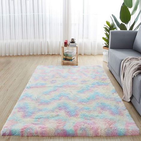 Tapis - Peluche - Tapis moelleux super doux pour salon et chambre à coucher - 1 pièce - Coloré (1/4)