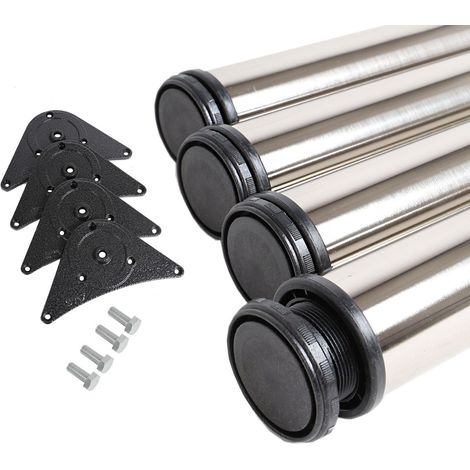 4er Set Tischstempel Rund Edelstahl Optik 820mm Höhe ø 60mm Tischbeine Stahl (1/2)