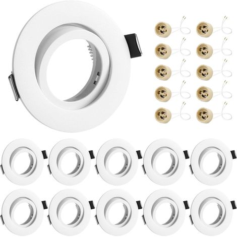 lot de 6 cadres pour spots à encastrer orientables Aluminium brossé,livré avec douilles GU10,Cadre de Montage encastré Pour lampes halogènes GU10 MR16 led module