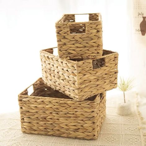 Lot de 3 Paniers en Jacinthe D'eau avec Armature Métal - Casâme (1/5)