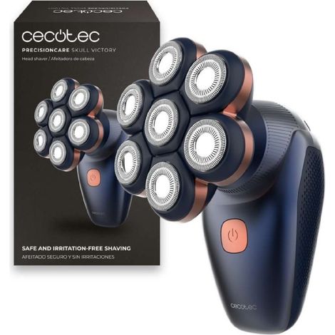 Cecotec Afeitadora Cabeza Hombre PrecisionCare Skull Victory. 7 Cuchillas Rotativas Flotantes, Pantalla Digital, 2 Velocidades (1/5)