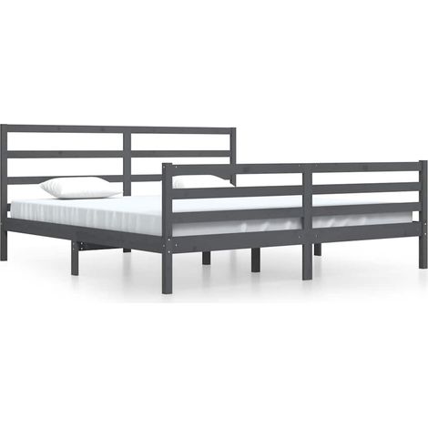 Maison Exclusive - Massivholzbett Grau Kiefer 200x200 cm