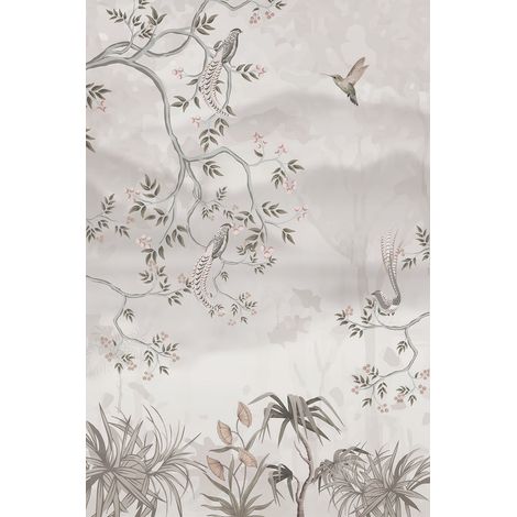 Papier peint panoramique - Arbres oiseaux - 130 cm x 195 cm (1/2)