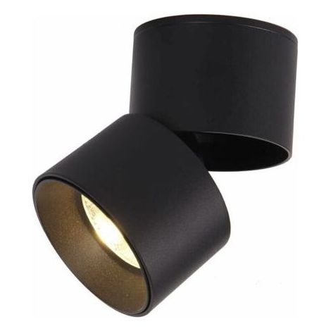 Spot en Saillie Orientable 7W LED Spots de Plafond Plafonnier Aangle Réglable Applique de Plafond Lampe COB,Rotative à 360 ° (Blanc Chaud 3000k) (noir ) (1/5)