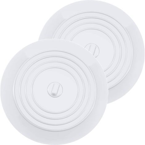 Bouchons pour Baignoire Silicone Bouchon evier de Cuisine 15,3 CM de Diamètre pour Les Cuisines, Salles de Bains et Blanchisseries Bouchon de Vidange (2PCS, Blanc) (1/5)