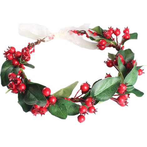Couronne de fleurs de Noël vintage, baies naturelles, style festival, mariage en forêt, serre-tête (1/5)