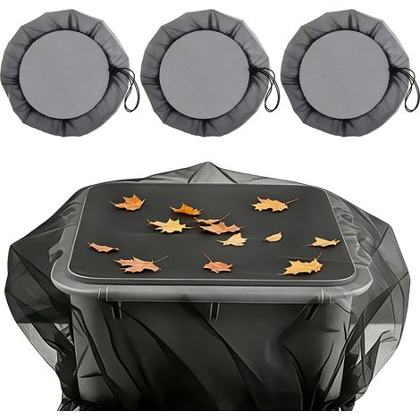 3 Pièces Filet pour Citerne de Pluie 80 cm avec Cordon de Serrage Housse de Protection pour Tonneau d'Eau, Filet Anti Moustique et Feuilles pour Récupérateur d'Eau de Pluie Jardin (Noir) (1/5)