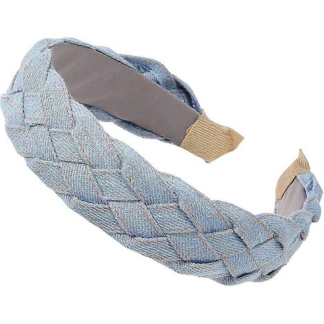 Bandeau en jean pour femme, nœud large, serre-tête à large bord, style rétro, idéal pour les fêtes et les coiffures du quotidien.-F