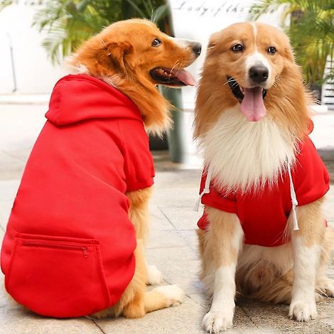Pull pour chien avec fermeture éclair et poche, pull pour chiot, vêtements pour animaux de compagnie tailles S à 5XL (rouge) (1/3)