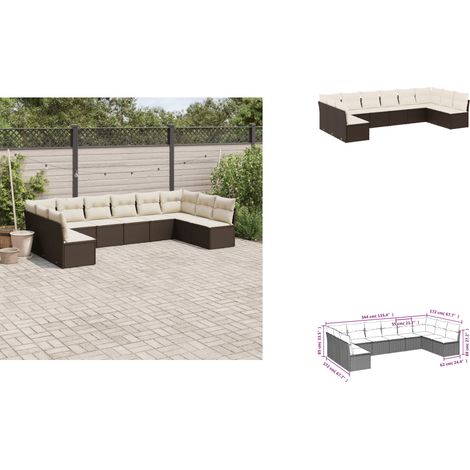 10-tlg. Garten-Sofagarnitur mit Kissen Braun Poly Rattan - Gartenmöbel - Sofa Set - Rattan Möbel - Outdoor Sofa - Gartenlounge (1/3)