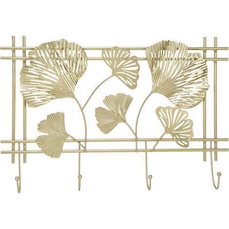 Porte-manteau mural design feuille de Ginkgo, métal robuste et élégant, fixation murale durable et tendance. (1/5)