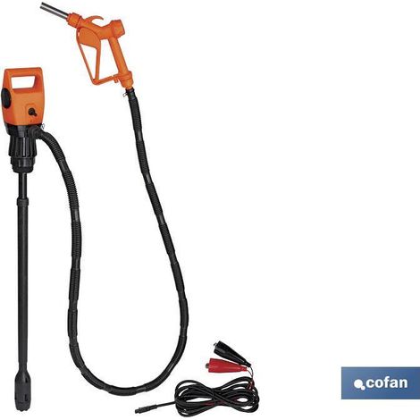 COFAN bomba eléctrica + pistola bidón 50/200l 12v dc , Bomba Eléctrica + Pistola Bidón. Cable 12V DC. Cuerpo de plástico compacto y ligero. Tubo telescópico para bidones tanto de 2