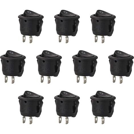 10pcs Round Toggle Switch with Latching Function (SPST Push Button) 2 Pole AC 6A/125V 3A/250V for Car Truck Boat (1/5)