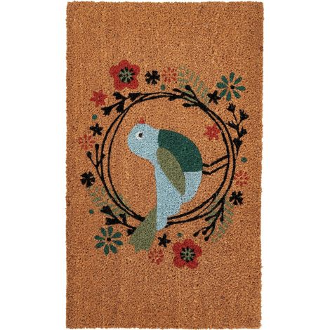 Paillasson coco antidérapant absorbant motif oiseau - 75 x 45 cm (1/5)