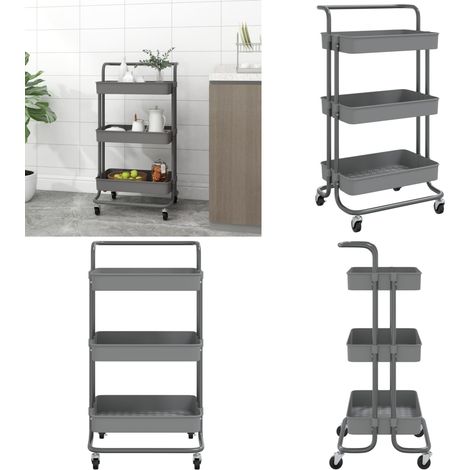 Chariot de cuisine 3 niveaux Gris 42x35x85 cm Fer et ABS - Chariot De Cuisine - Chariot Multifonctionnel - Rangement Cuisine - Organisation Intérieur - Chariot Sur Roulettes - Home & Living (1/5)