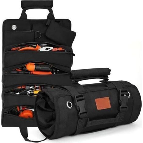 Sac à outils, grand sac à outils en toile, sac à outils à roulettes multifonctionnel, 6 poches, résistant aux déchirures et aux pe