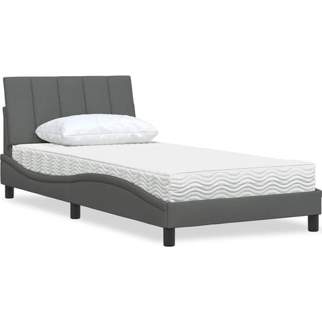 Lit avec matelas-Structure de lit-Lit Adulte gris foncé 100x200 cm tissu 766515 (1/5)