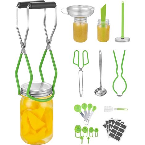 VEVOR Kit di Base per Forniture per Inscatolamento, 9 Pezzi, Set per Conservazione Domestica, Mestolo, Cucchiaio Dosatore e Tazza, Imbuto, Pinze, Sollevatore per Barattoli, Chiave per Barattoli (1/5)