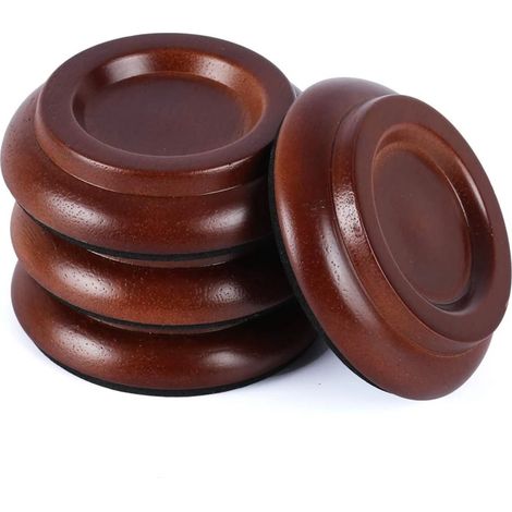 Lot de 4 patins de protection en bois massif pour pieds de piano, meubles, canapés, lits et chaises - Patins en feutre antidérapants et insonorisants pour sols en bois (1/5)