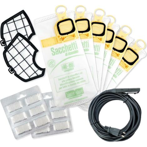 Sacchetti folletto vk 150 12pz + cavo 10 metri + 2 filtri + 12 profumi compatibili