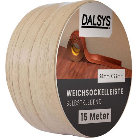 Dalsys plinthe souple autocollante plinthe adhésive, plinthe de finition pour joints dans le séjour, la cuisine, la salle de bain, en PVC synthétique - Hêtre 15m