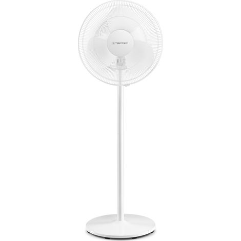 TROTEC Ventilador de pie TVE 23 S/Silencioso / 50 W/Blanco/Ajustable en Altura / 3 Velocidades de Ventilación/Oscilación Automática de 80° / Base Estable y Antideslizante
