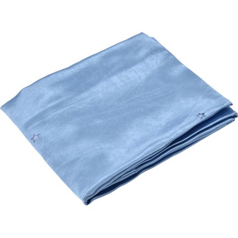 Rideau occultant double paroi respirante en polyester naturel, bleu, idéal pour chambre, salon ou salle de classe.