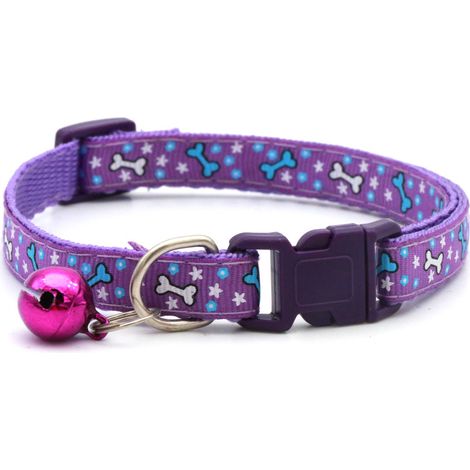 Collier en nylon pour chien et chat, chiot, petit, XS, robuste, minuscule, femelle, clip, chiots, rose, violet (1/2)