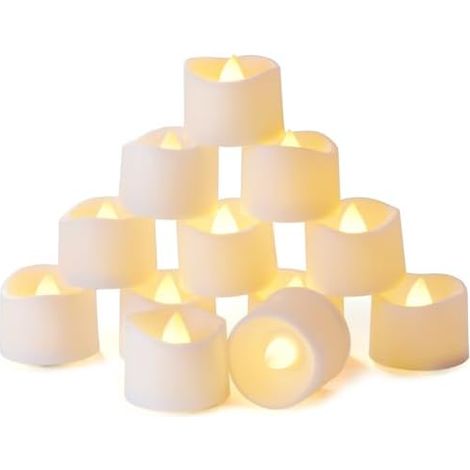 Homemory 12 LED teelichter avec Timer, elektrische flackernde batteriebetriebene Kerzen, 6 Stunden et 18 Stunden en (1/5)