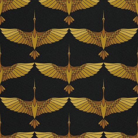 Outdoor dekostoffe oxford - Motiv goldener Kranich I DX529 (1/5)