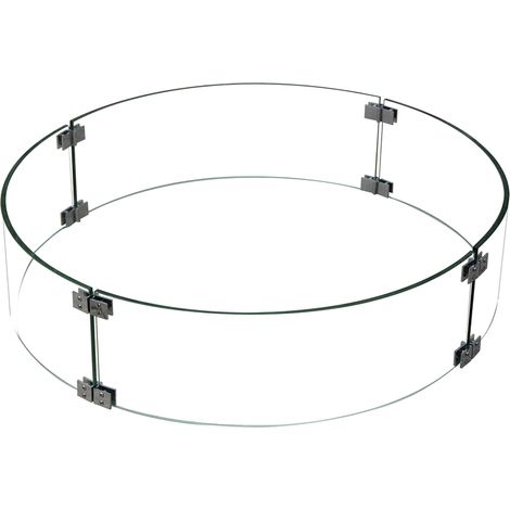 Elementi Feuerschutz Glasumrandung, transparent, rund, inkl. Edelstahl Verbinder